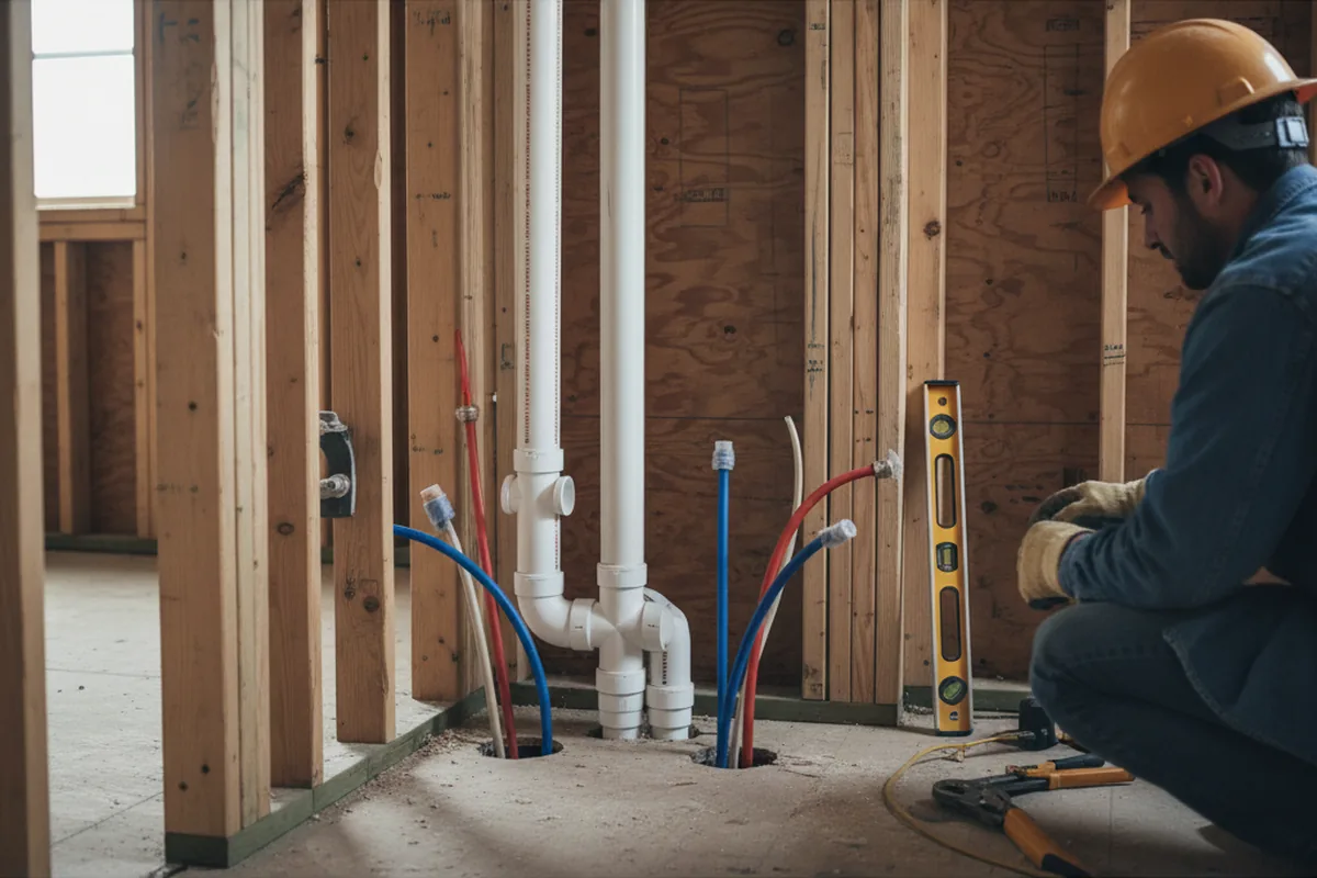 Drain and supply rough-in during Drain Cleaning in Fife