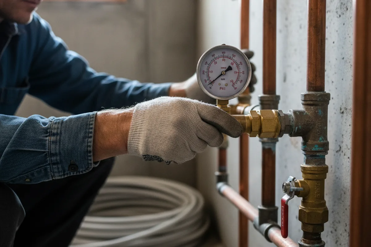 Pressure testing a repaired line during Water Line Repair in Fife